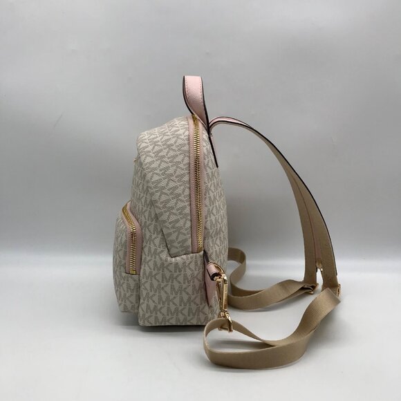Michael Kors Vanilla And Pink Monogram Logo Erin Backpack Bag - Picture 4 of 11